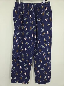 L.L.Bean Herren Flanell Pyjamahose Navy Angelköder Kordelzug Taschen Gr. L - Bild 1 von 5