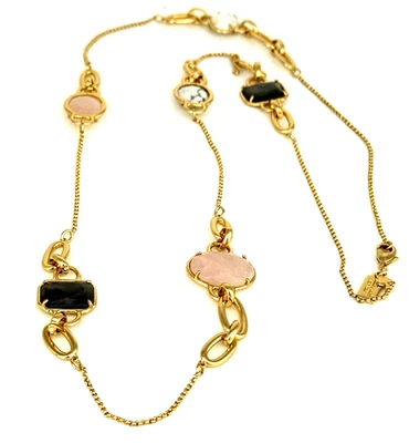 kate spade New York 32" Gold Tone Black Pink White Beaded Station Necklace - Image 1 of 4