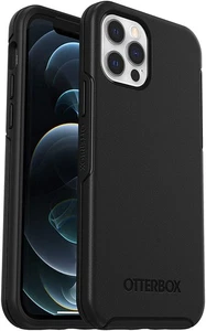 🛡️ OtterBox Symmetry Black Case for iPhone 12 & 12 Pro Slim, Wireless Charging - Picture 1 of 3