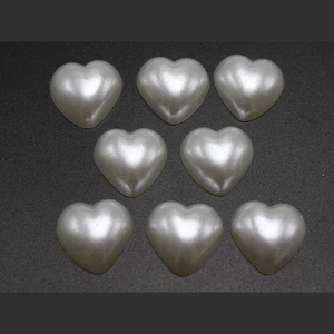 100 Pure White Acrylic Half Pearl FlatBack Heart Bead 12X12mm Scrapbook Craft - Picture 1 of 5