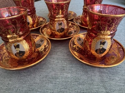 Shah Abbas Teacups And Saucers  Persian Set Of 6 - Image 1 of 4
