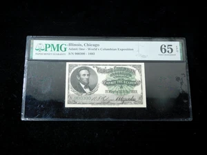 1893 Worlds Columbian Exposition Fair Admittance Ticket - Lincoln - PMG 65EPQ - Picture 1 of 4