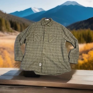 Musk Ox Flannel Shirt Men 2X Cotton Flap Pockets Green Gray White Plaid Heavy - Picture 1 of 5