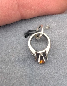 Sterling Silver Tiny Birthstone Synthetic Citrine Ring Charm - Picture 1 of 5