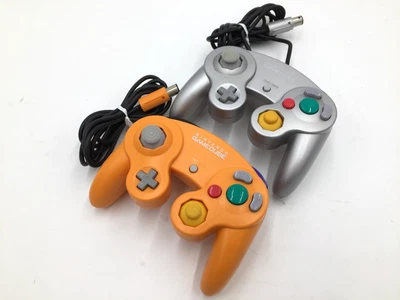 Nintendo GameCube Controller DOL-003 Orange & Silver Set of 2 Official Tested - Image 1 of 3