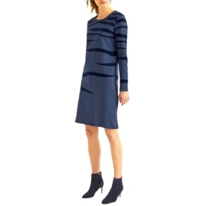 Boden Sweatshirt Dress Cotton Navy Blue Velvet Burnout Zebra Tiger Stripes 4R 4 - Picture 1 of 12