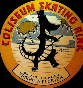 Coliseum Roller Skating Rink Label Alligator Davis Islands Tampa Florida - Picture 1 of 1