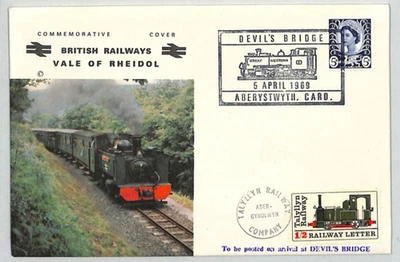 GB WALES REGIONAL 1969 Cover TALYLLYN RAILWAY LETTER STAMP Devil's Bridge XE245 - Image 1 of 4