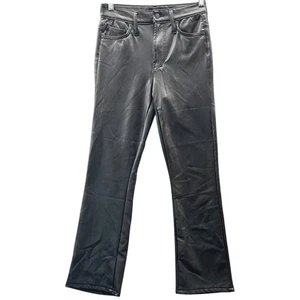 Mother The Insider Ankle Faux Show Black Vegan Leather Pants Women 0/26" - Picture 1 of 8