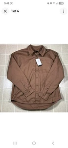Air Jordan Essentials Button Down Shirt Mens XL Brown Long Sleeve FV7446 223 - Picture 1 of 11