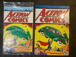 Loot Crate Lot of 2 DC Comics REPRINT Action Comics No 1 Book & Tin Wall Plaque - Picture 1 of 18