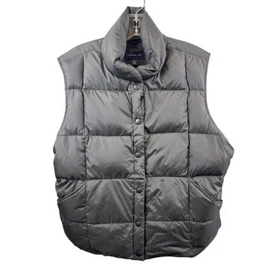 Lands' End Gray Down Puffer Vest Quilted Jacket Women's Size XL / P 18-20 - Image 1 of 4