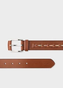 Neu mit Etikett $ 195 Paul Smith Gürtel mit mehreren Streifen und gewebtem Einsatz Größe 38. Wunderschön! - Bild 1 von 6