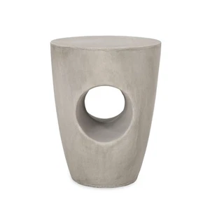 Lightweight Concrete Contemporary Outdoor Side Table with Drum Shape Design - Picture 1 of 5