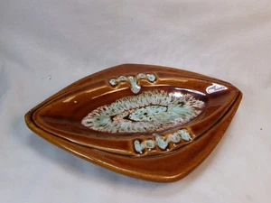 Vintage Mid Century braun glasierte Keramik Aschenbecher ~ Made in America USA - Bild 1 von 4