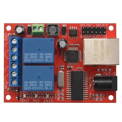 LAN Ethernet 2-way Relay Board Delay  /UDP Controller Module WEB server Q6O3 - Image 1 of 4