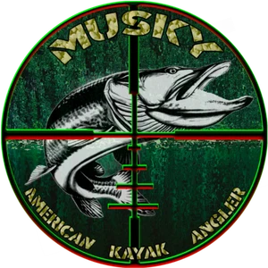 American Kayak Angler TARGET series BASS WALLEYE TROUT MUSKY CATFISH sticker 5" - Picture 1 of 11
