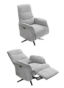 RELAX-FERNSEHSESSEL TV zwei-motorisch elektrisch Heizung Massage Chenille Grau - Bild 1 von 11