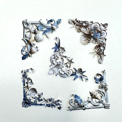 Ocean Seashell troquelado en relieve esquinas elegantes diario basura collage Foto 1 de 3