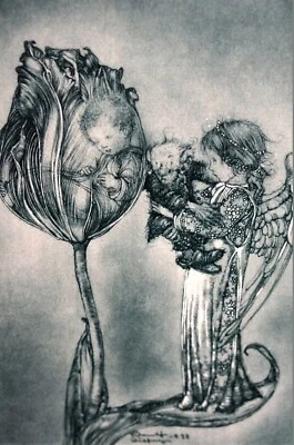 Sulamith Wulfing 1946 Die Knospe El brote de flores y el niño pequeño con impresión enana mate Foto 1 de 4