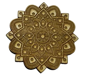 Spiritual Mandala Wooden hat or lapel pin PMS2540 F6D27A - Picture 1 of 2
