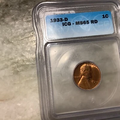 1933-D Lincoln Wheat Penny MSN65 Red - Image 1 of 2