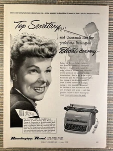 Remington Rand Electri-conomy Electric Typewriter 1952 Vintage Print Ad - Picture 1 of 1