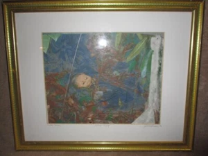 Gloria Schulman Original gerahmtes Stück Puppe Gesicht Aquarell & Gouache - Bild 1 von 10