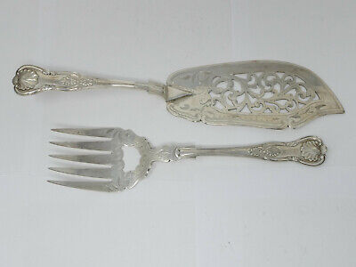Nice Kings Pattern Antique Silver Plated Pierced Fish Servers By William Gough • 6£