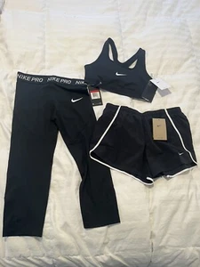 Nike pro kids girls size Youth large outfit three-piece set new - Picture 1 of 12