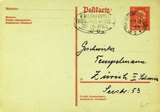 GERMANY 1928 KANT 15pf POSTAL CARD BERLIN TO SWITZERLAND W/FRANKFURT FAIR CACHET