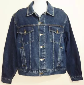 Wrangler Hero Mens L Denim Blue Trucker Jean Jacket Metal Buttons Cotton Large - Picture 1 of 12