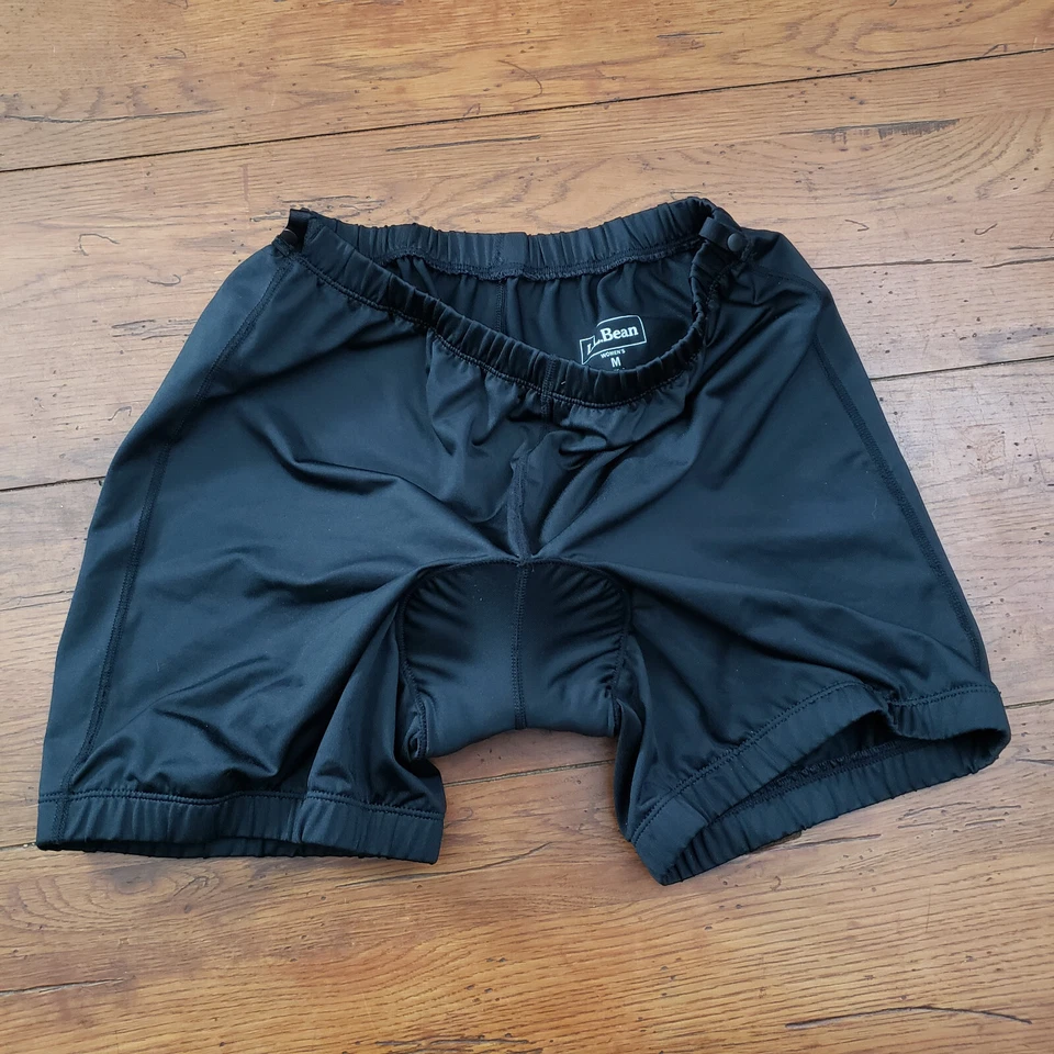LL Bean Womens Medium Cycling Liner Shorts Black Padded M 4.5" - Image 1 of 4