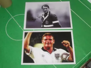 Newcastle Utd Legends Bobby Robson & Paul Gascoigne Signed England Photographs - Picture 1 of 3