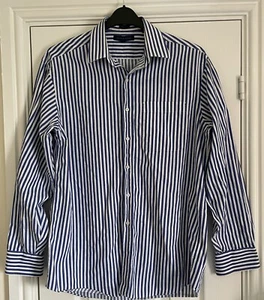 Tommy Hilfiger Herren Langarm blau/weiß gestreiftes Hemd Größe 15,5 P2P 20" - Bild 1 von 4