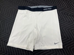 Nike Pro Compression Shorts Damen XL weiß mit schwarzem Bund Neu - Bild 1 von 3