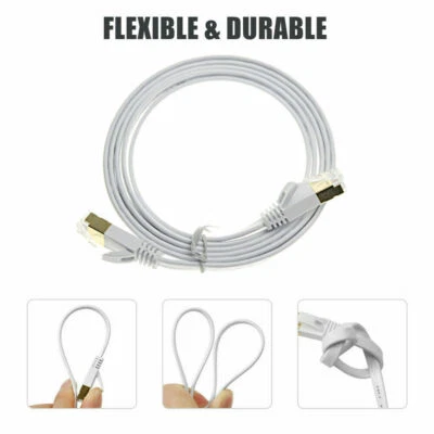 Cat7 3FT RJ45 Ethernet Ultra Flat Patch Network LAN Shielded Internet Cable Cord - Image 1 of 4