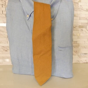 Cotton Neck Tie Mens Solid Brown Khaki Simple Woven Wedding Corpcore Dress Suit - Picture 1 of 8