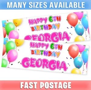 Multicolour Balloons D1 PINK Personalised Birthday Party Banner Kids Adults Fun - Picture 1 of 1
