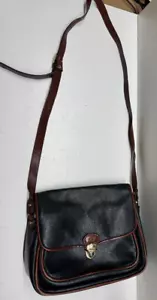 Etienne Aigner Black & Brown Genuine Leather Vintage 90s Crossbody Purse - Picture 1 of 9