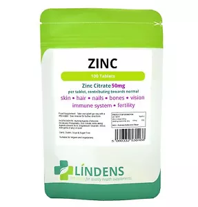 Lindens Zinc Citrate 50mg 2-PACK 200 Tablets Quality Supplement Immune Support - Picture 1 of 1
