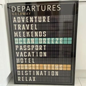 BN Next Black White Destination Airport Style Board Slogan Framed Wall Art - Picture 1 of 6