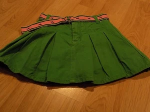 Size 6 Gymboree Smart Girls Rule Kelly Green Pleated Skirt Skort Pink Dog Belt - Picture 1 of 4