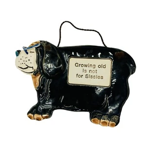 Vintage Smokey Mountain Art Pottery Wall Plaque Growing Old Humor Dog Lady READ - Picture 1 of 11