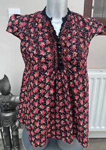 Red Herring Ladies Size 12 Maternity Smock Blouse Top Black Floral Debenhams - Picture 1 of 7