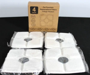 4 Stück Ersatz Quadrat Filter Automatischer Haustier Brunnen 3 Stufen Filtration - Bild 1 von 4