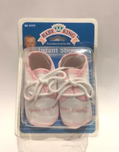 Baby King Infant Shoe's Booties 2001 Girls Vintage New BABY POWER Quote Pink - Picture 1 of 10