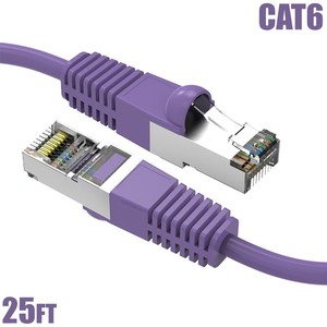 25FT Cat6 LAN Network Ethernet Router SSTP Shielded Patch Cable 26AWG Purple