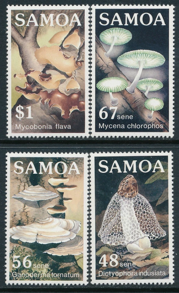 1985 SAMOA FUNGI CONJUNTO DE 4 EM PERFEITO ESTADO, SEM MARCA DE CHARNEIRA - Imagem 1 de 1