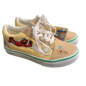 Vans NWT Old Skool Yellow Elmo Embroidered Sesame Street Sneakers Kids Size 1.5
